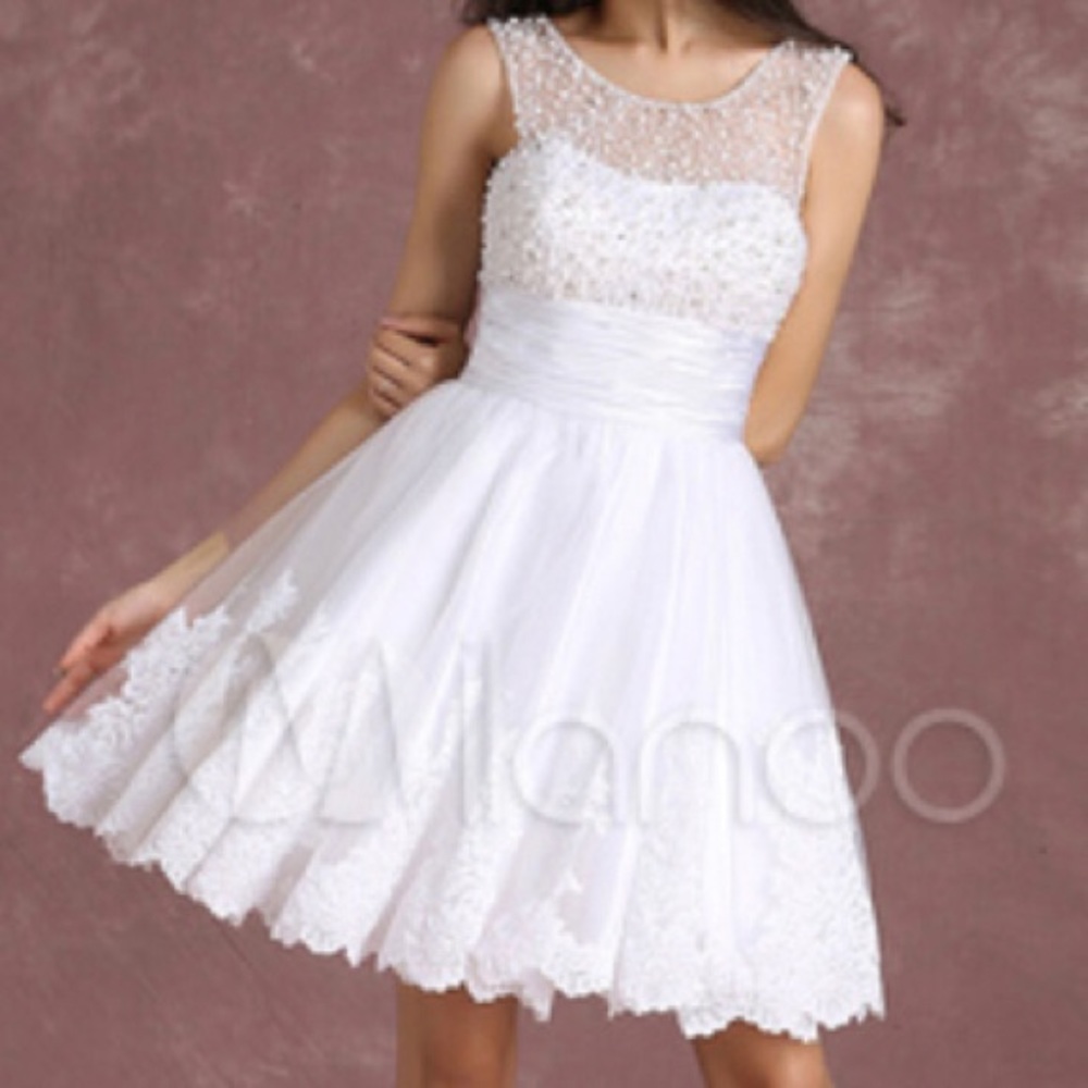 🌻 White pearl sheer top dress